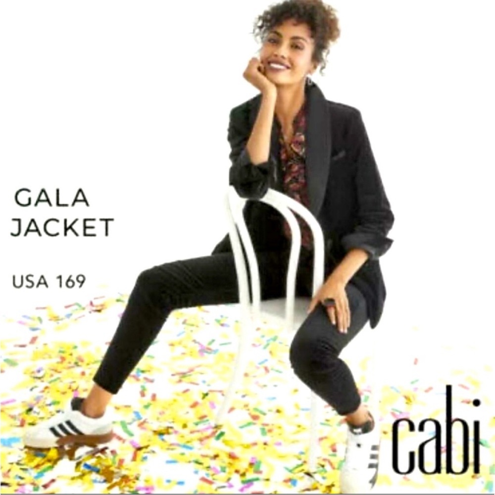 CABi black velvet 4060 Gala Jacket with satin collar trim. EUC flap back